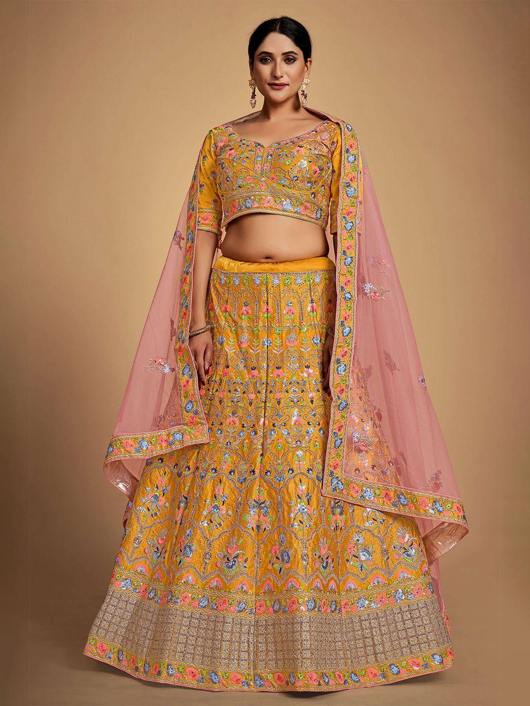 fusionic embellished semi-stitched lehenga & unstitched blouse with dupatta