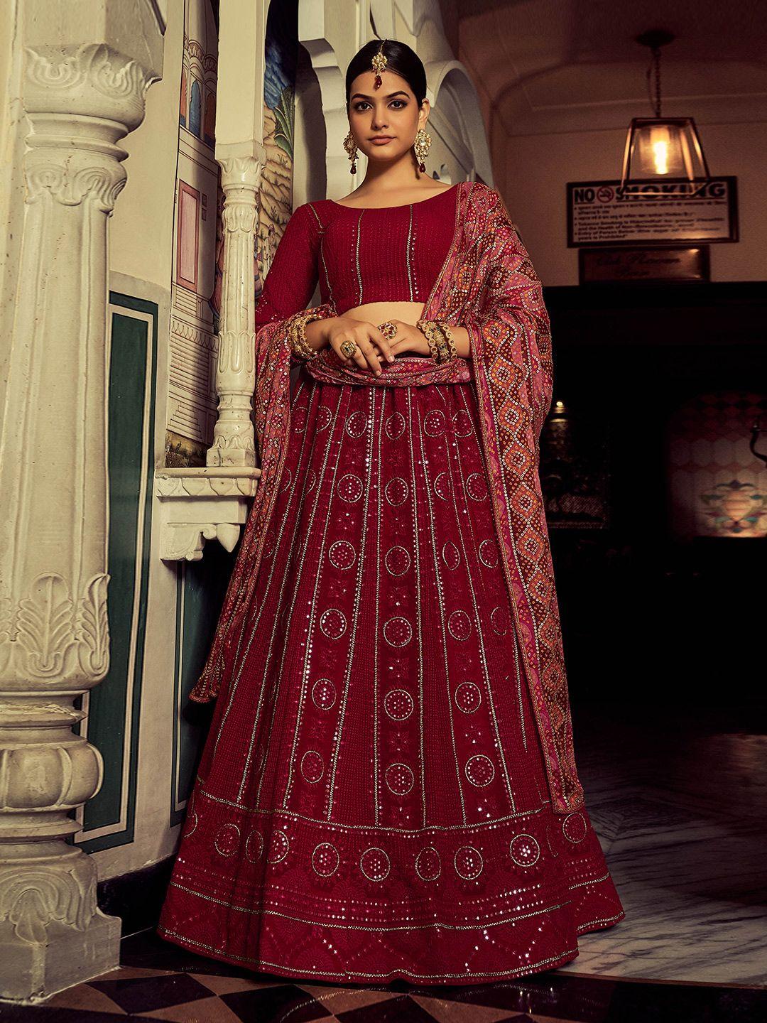 fusionic embellished sequinned semi-stitched lehenga & unstitched blouse with dupatta