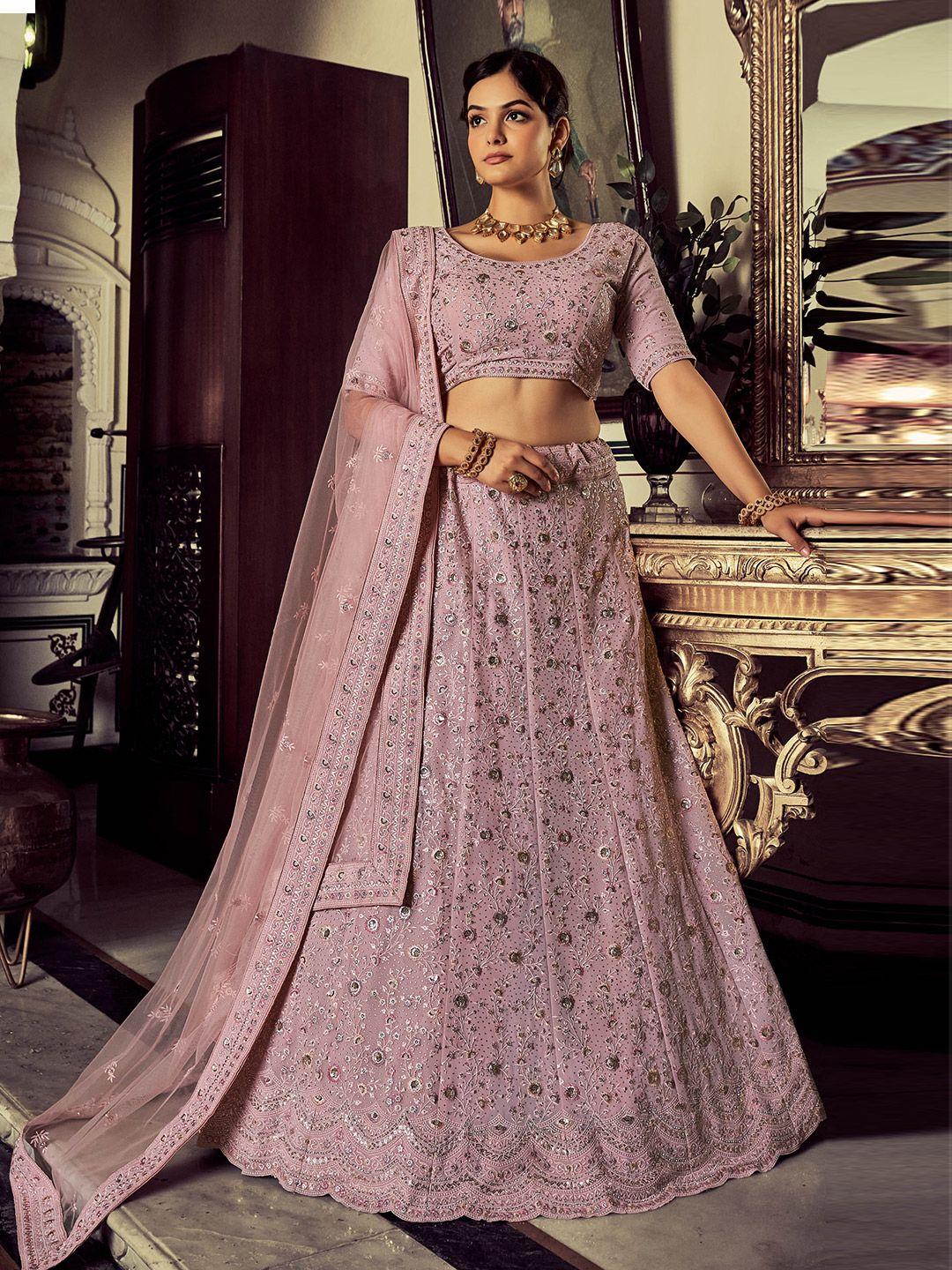 fusionic embellished sequinned semi-stitched lehenga & unstitched blouse with dupatta