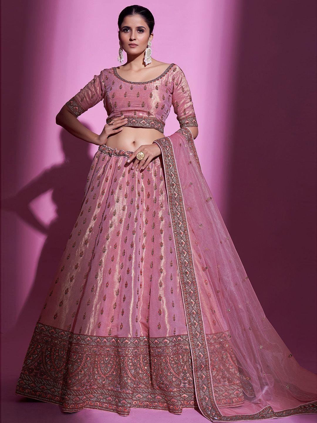 fusionic embellished sequinned semi-stitched lehenga & unstitched blouse with dupatta