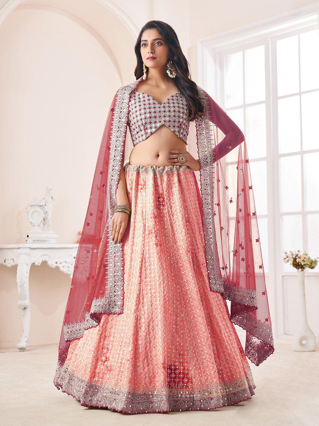 fusionic embellished sequinned semi-stitched lehenga & unstitched blouse with dupatta