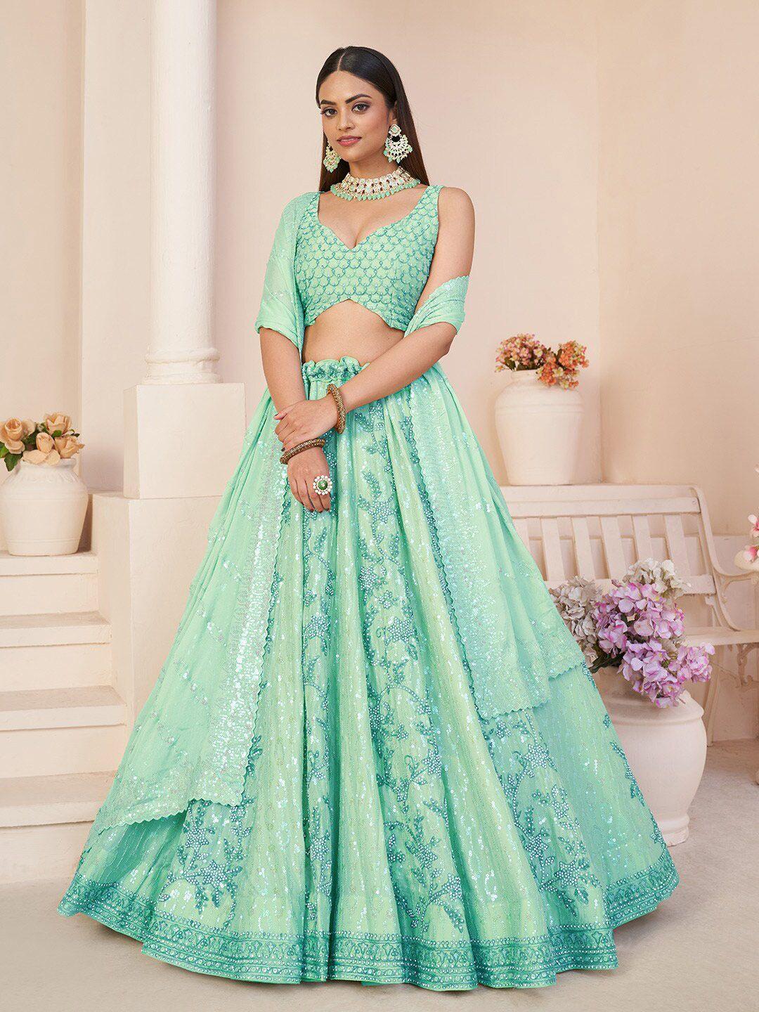 fusionic embellished sequinned semi-stitched lehenga & unstitched blouse with dupatta