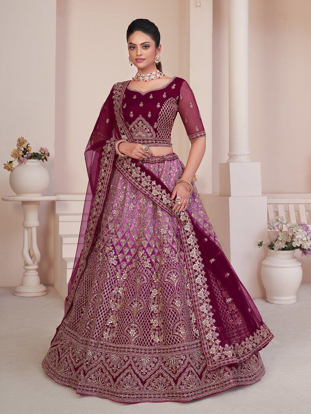 fusionic embellished shibori semi-stitched lehenga & unstitched blouse with dupatta