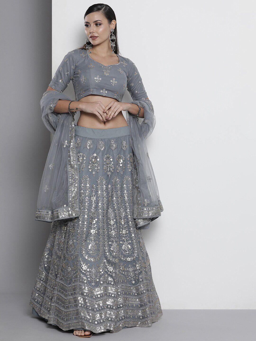 fusionic embroidered semi-stitched lehenga & unstitched blouse with dupatta