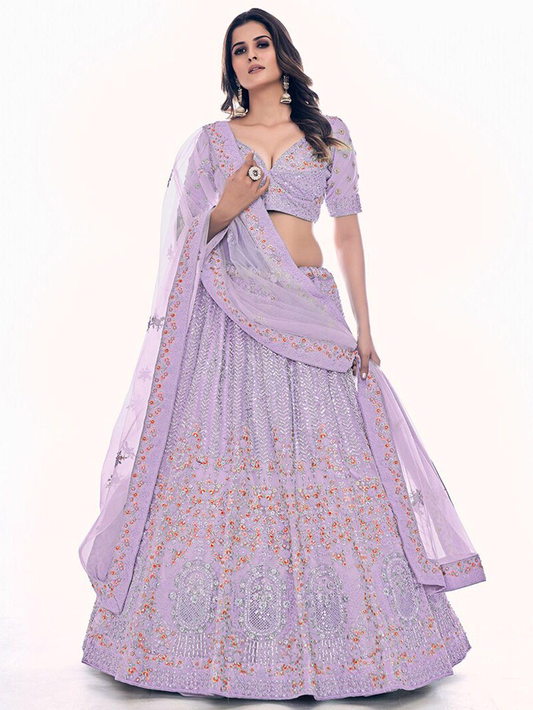 fusionic embroidered semi-stitched lehenga & unstitched blouse with dupatta