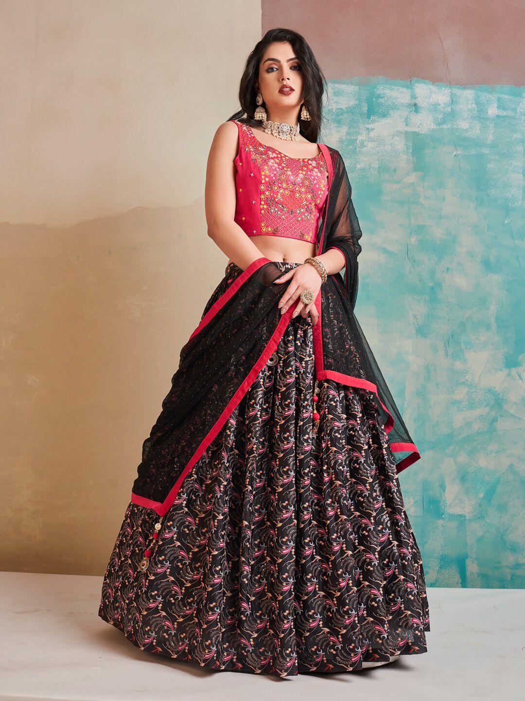 fusionic embroidered stones work ready to wear lehenga & blouse with dupatta