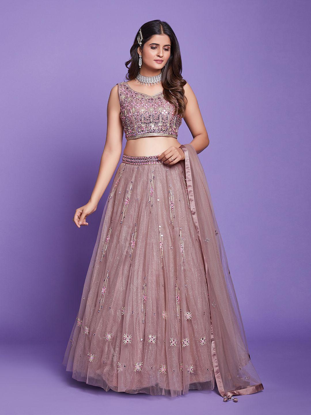 fusionic embroidered thread work ready to wear lehenga & blouse with dupatta