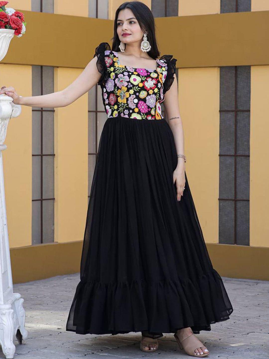 fusionic floral embroidered ethnic gown