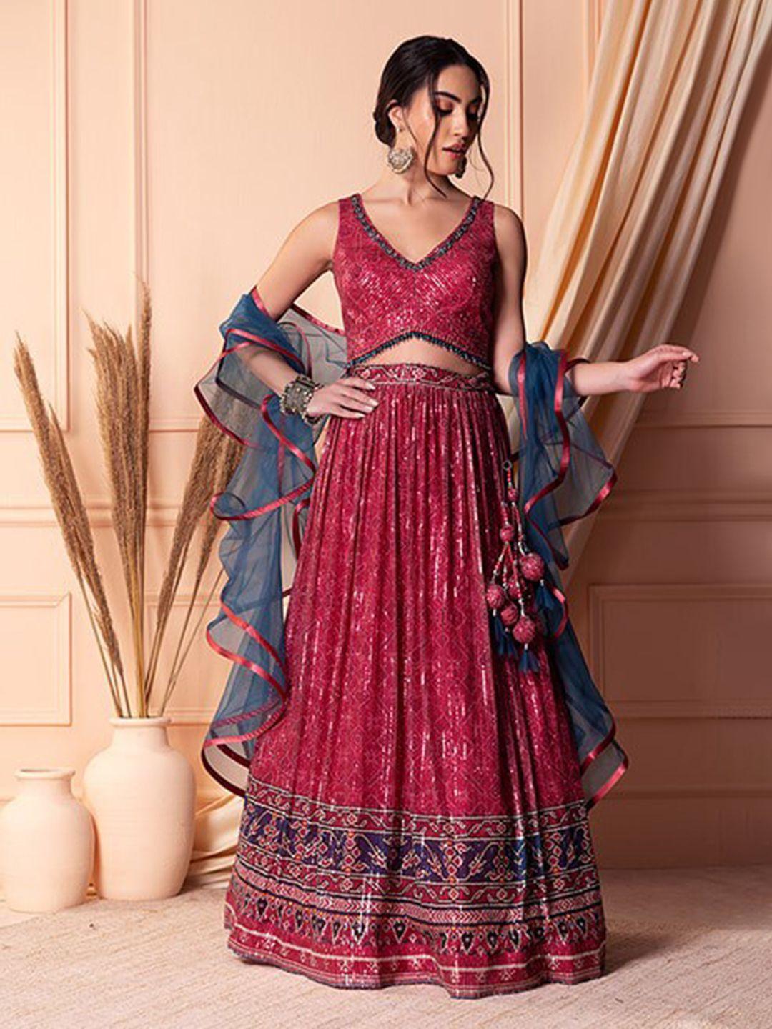 fusionic sequin embellished lehenga & blouse with dupatta