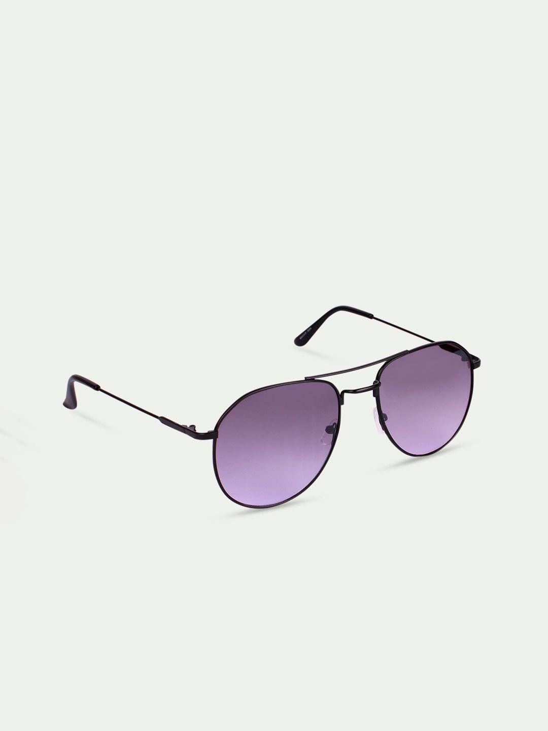 fuzoku men purple lens & gunmetal-toned aviator sunglasses with uv protected lens