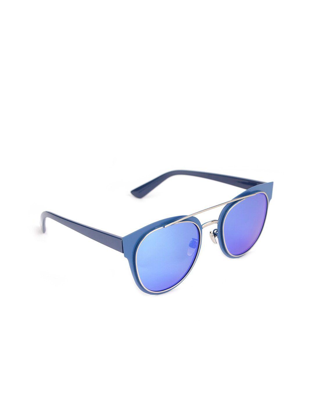 fuzoku unisex blue lens & blue oval sunglasses with uv protected lens
