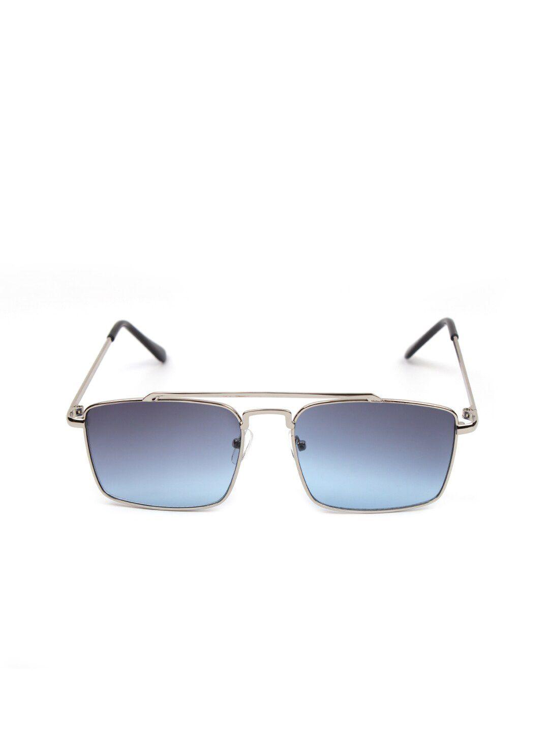 fuzoku unisex blue lens & gold-toned square sunglasses with uv protected lens fzkss2020sg0322