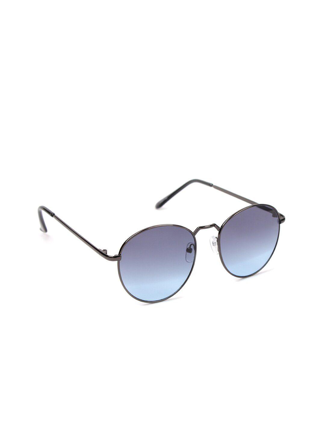 fuzoku unisex blue lens & gunmetal-toned round sunglasses fzkss2020sg0293