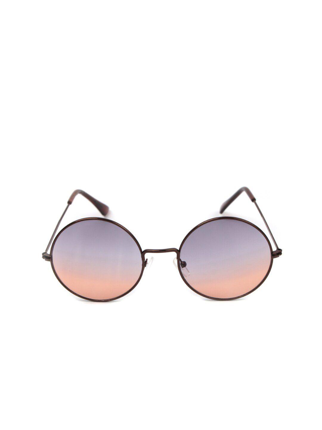 fuzoku unisex pink lens & brown round sunglasses