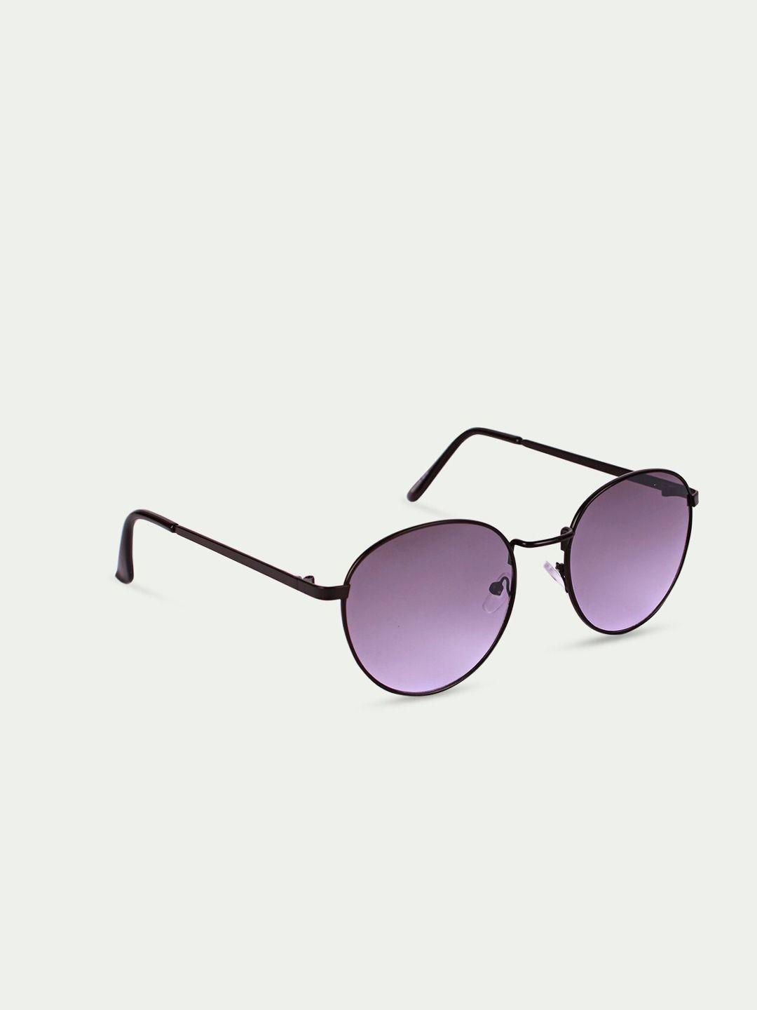 fuzoku unisex purple lens & gunmetal-toned round sunglasses with uv protected lens