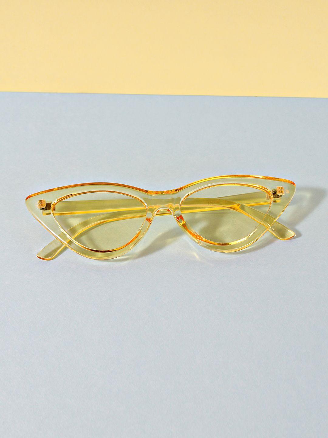 fuzoku women yellow lens & yellow cateye sunglasses with uv protected lens