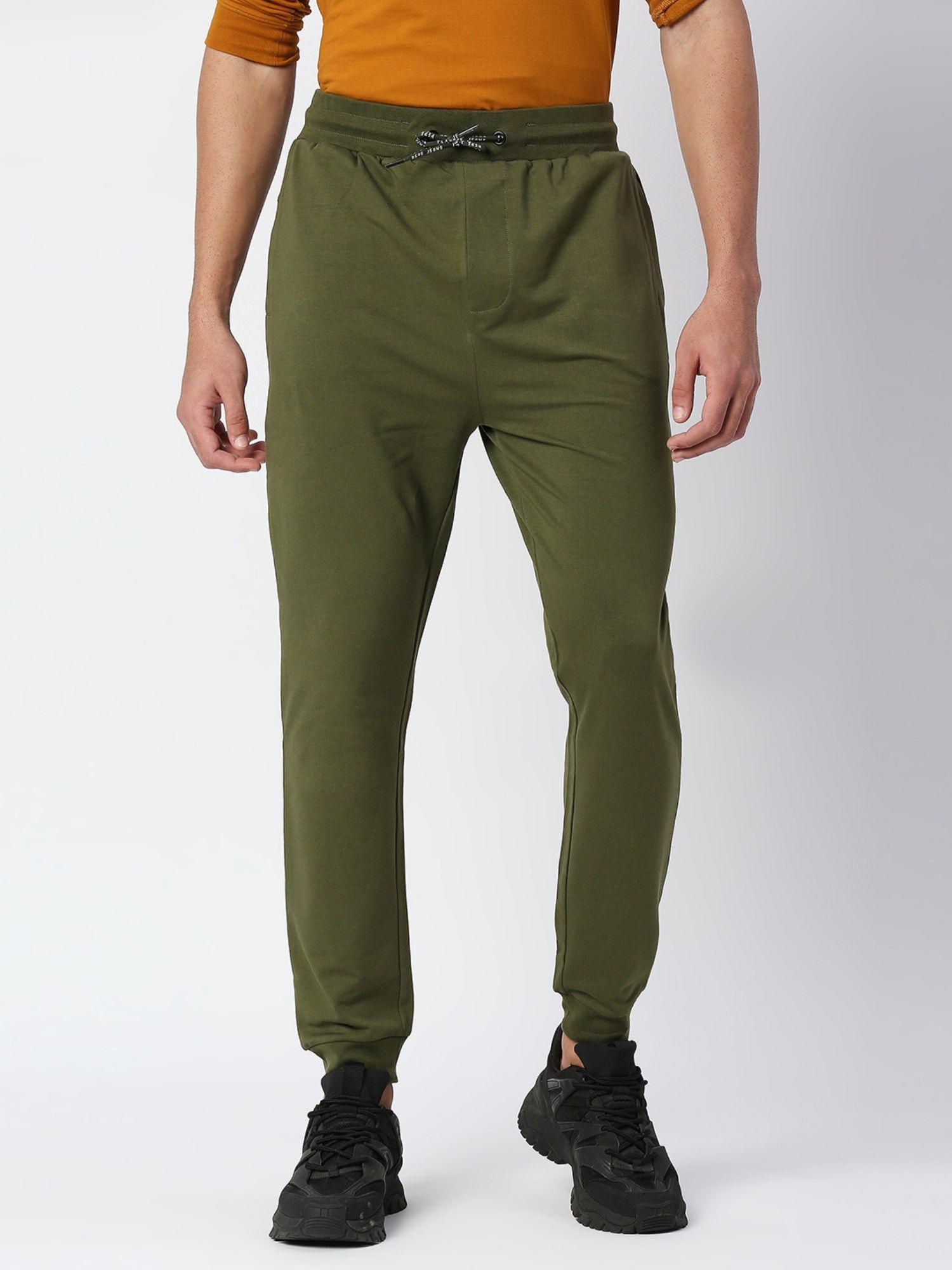 fuzz placement solid green joggers