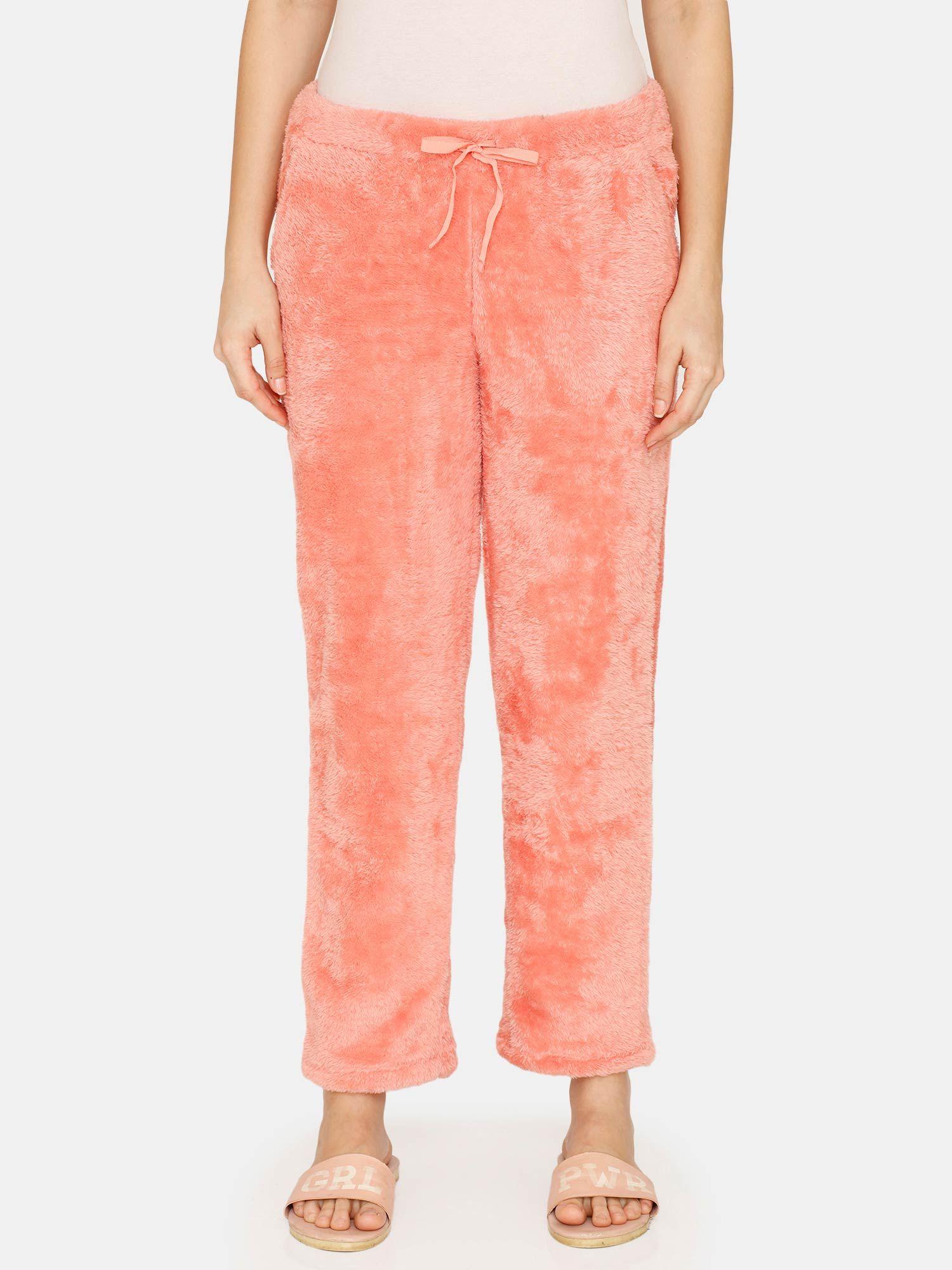 fuzzy dreams fur knit poly lounge pants - lobster bisque