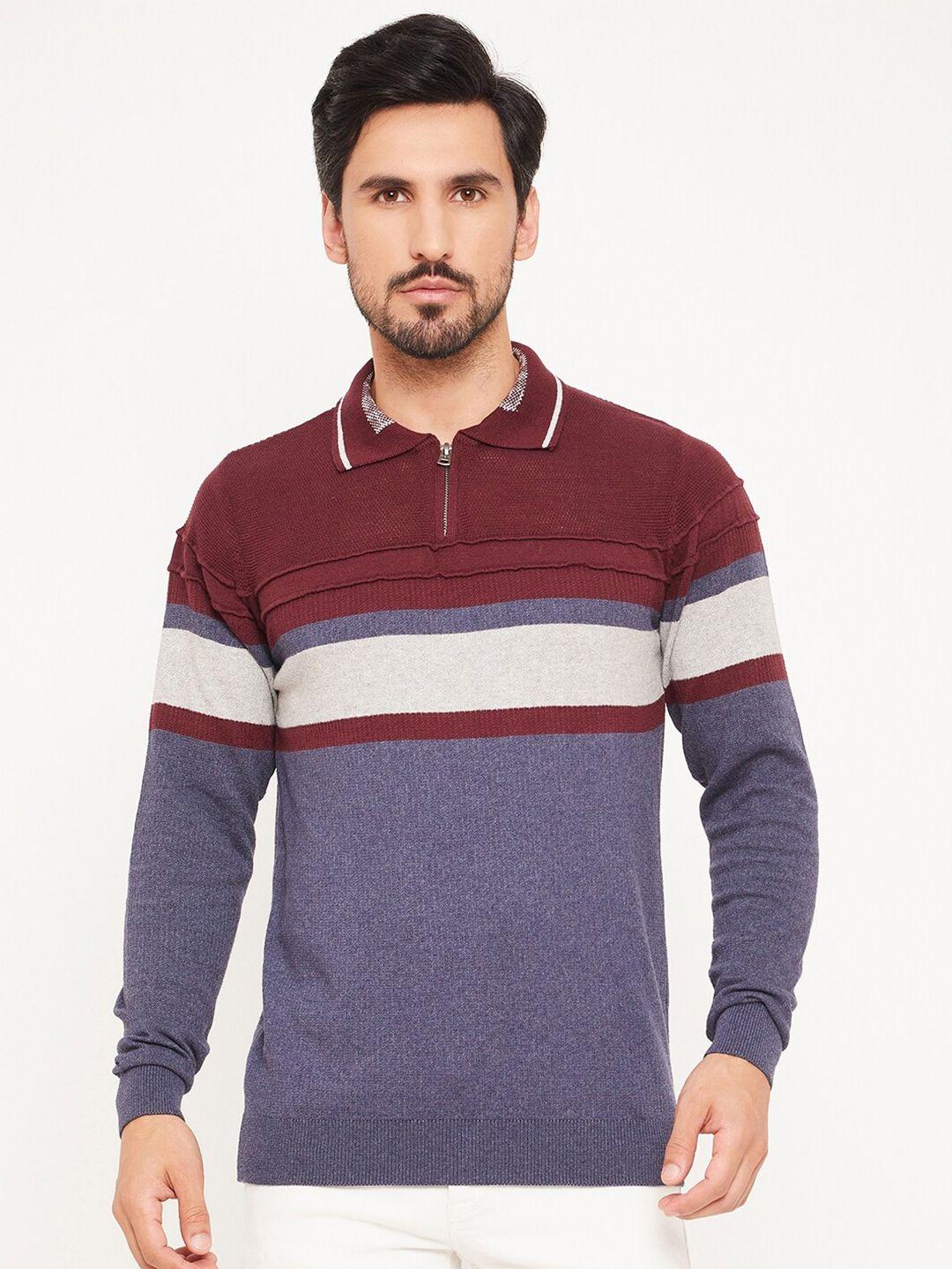 gabble & wolsh striped shirt collar pure cotton pullover