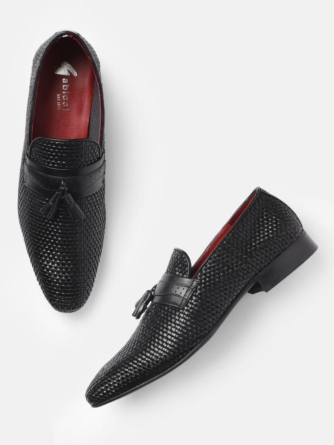 gabicci men black braided formal slip-on shoes