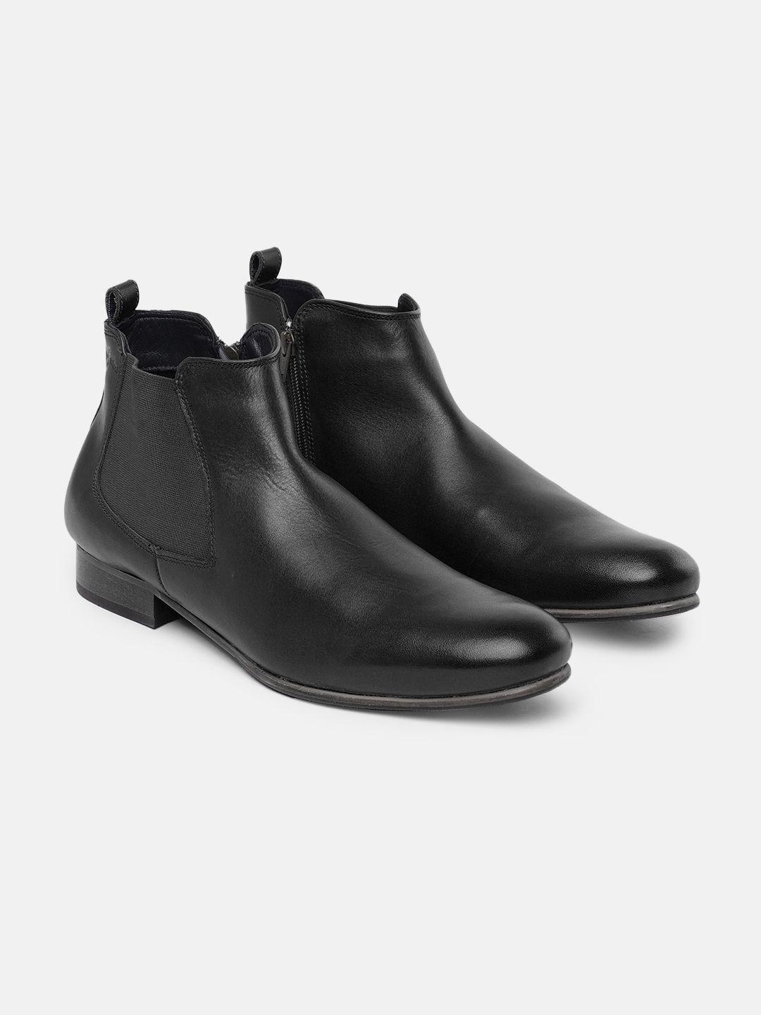 gabicci men black solid leather chelsea boots