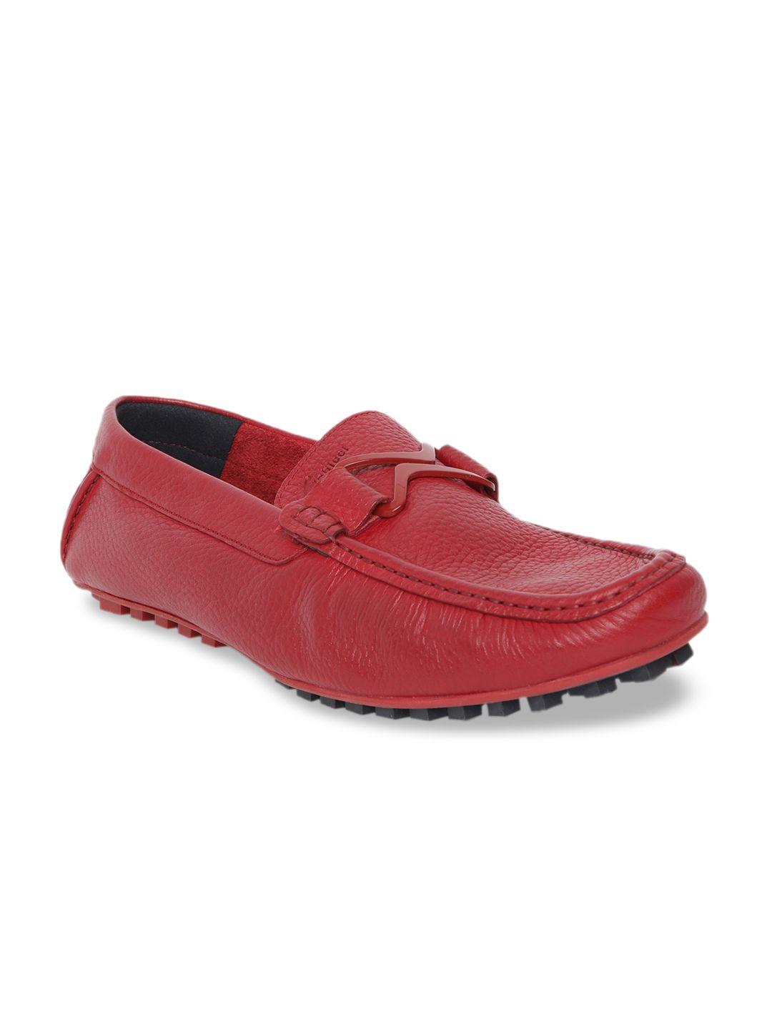 gabicci men red leather driving shoes