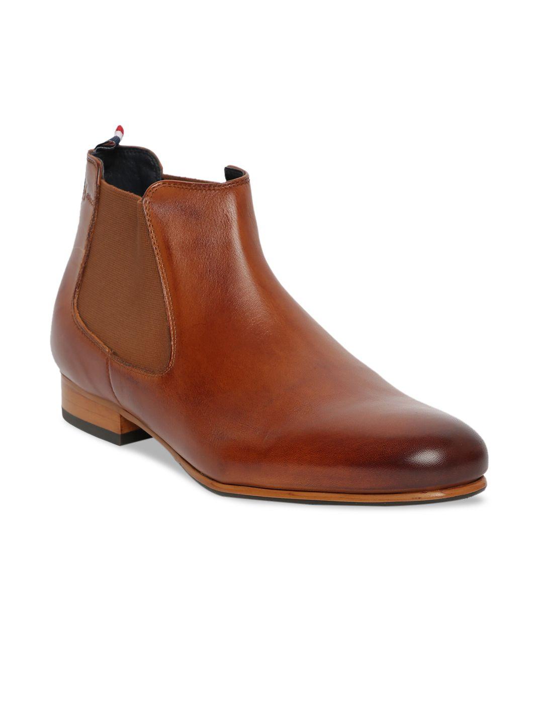 gabicci men tan brown leather chelsea boots