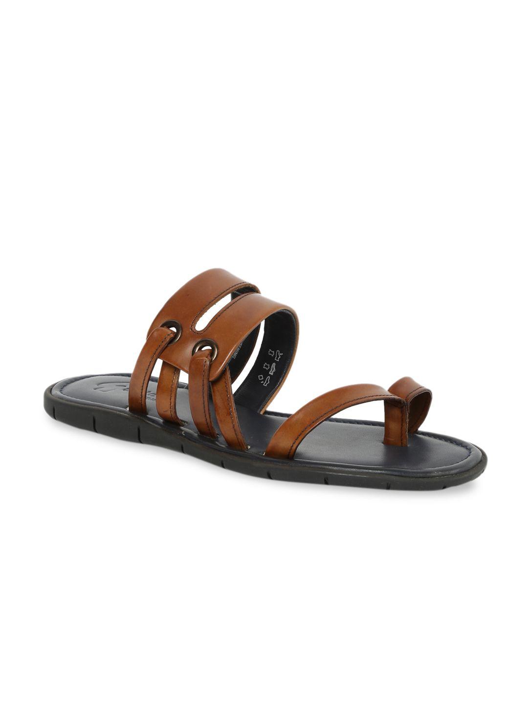 gabicci men tan brown leather comfort sandals