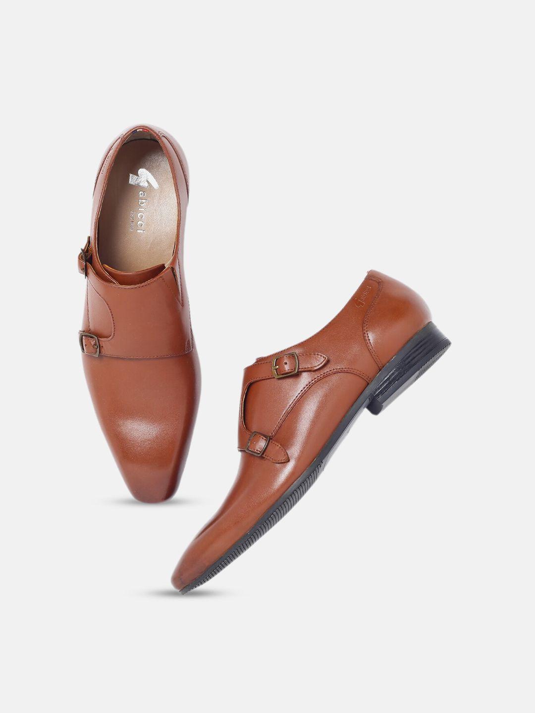 gabicci men textured leather formal monk shoes