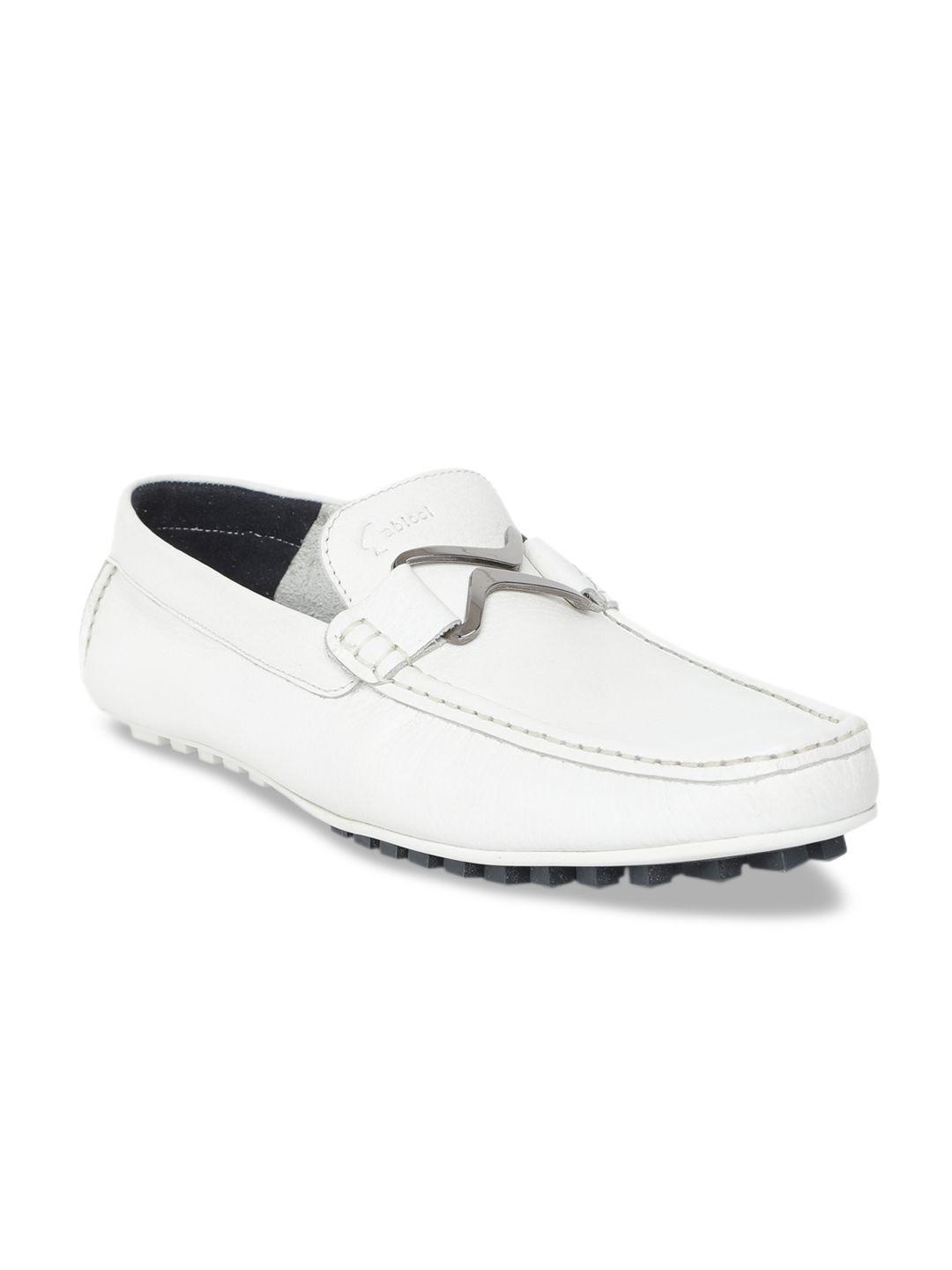 gabicci men white leather driving shoes