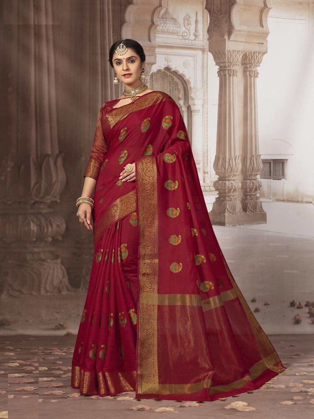 gajarai ethnic motifs woven design zari chanderi saree