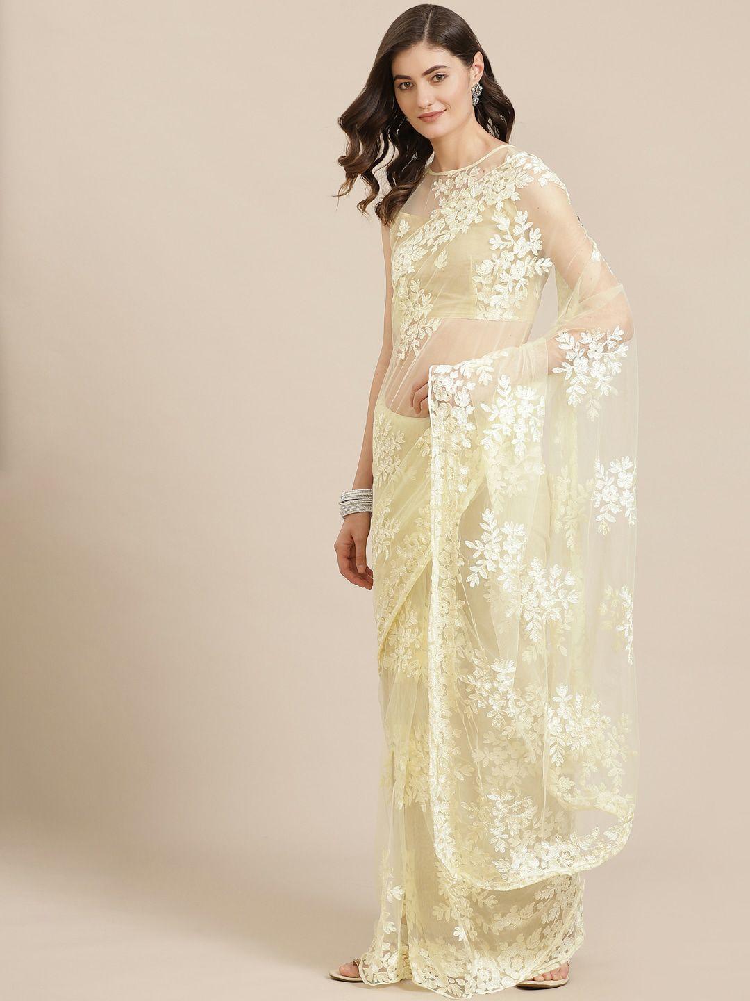 gajarai floral embroidered net saree