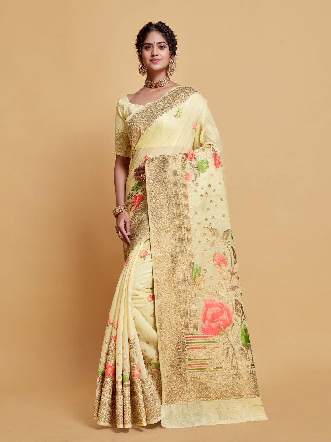 gajarai floral motif woven design zari banarasi saree