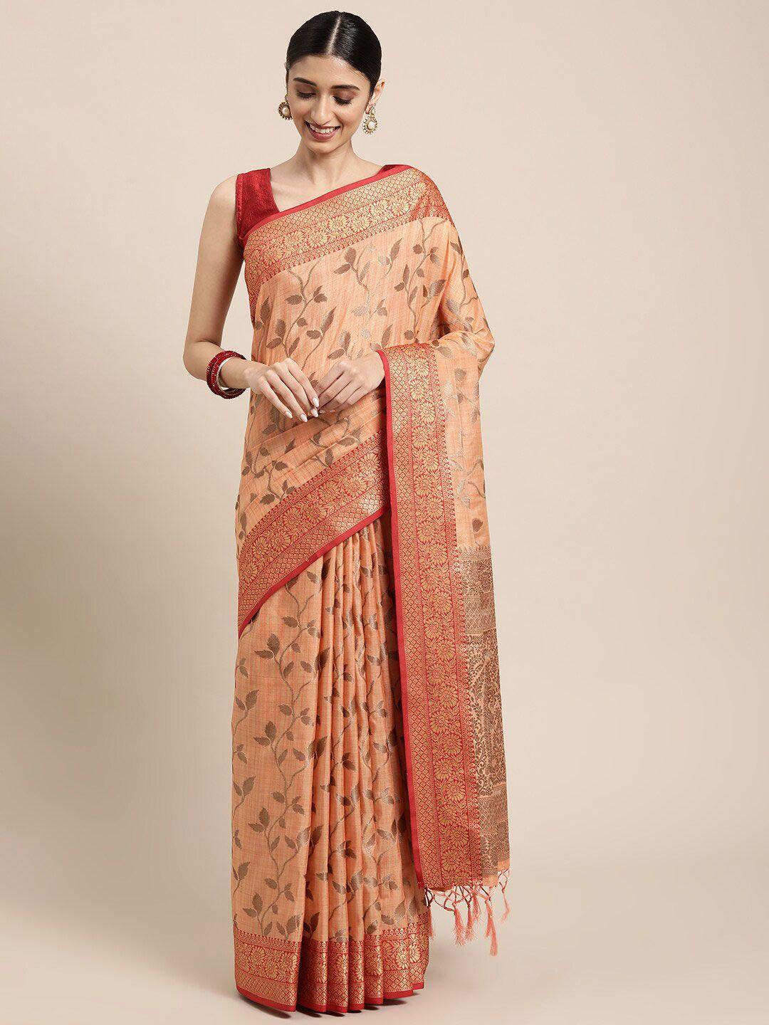 gajarai orange & red woven design zari organza banarasi saree