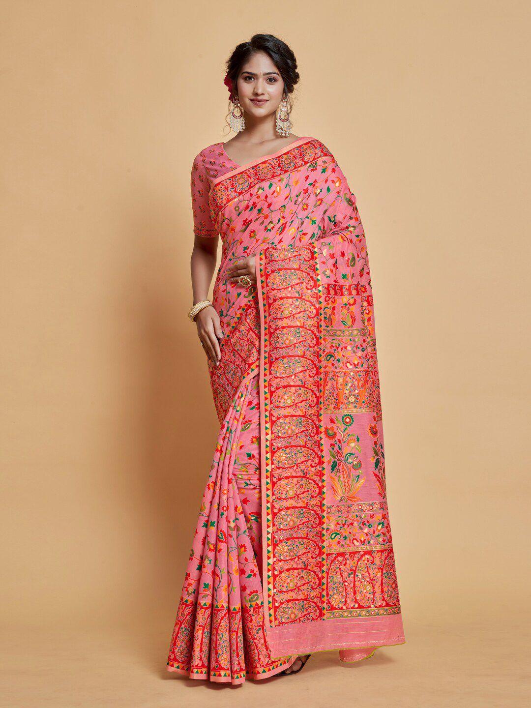 gajarai woven design silk blend banarasi saree