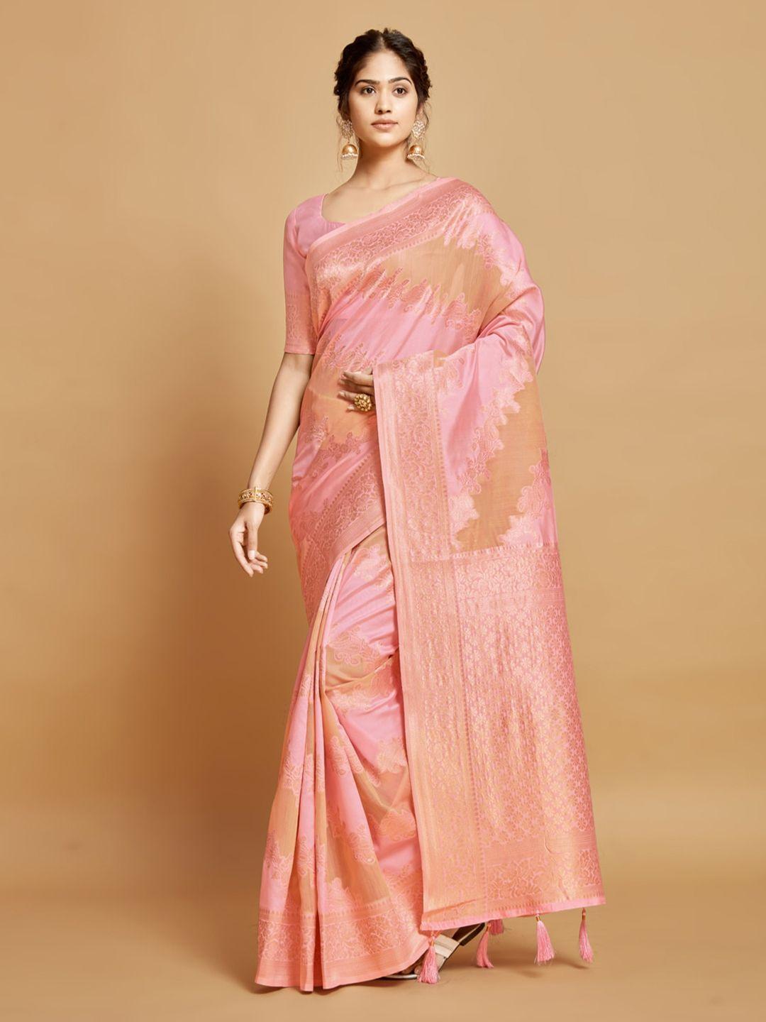 gajarai woven design zari linen blend kanjeevaram saree