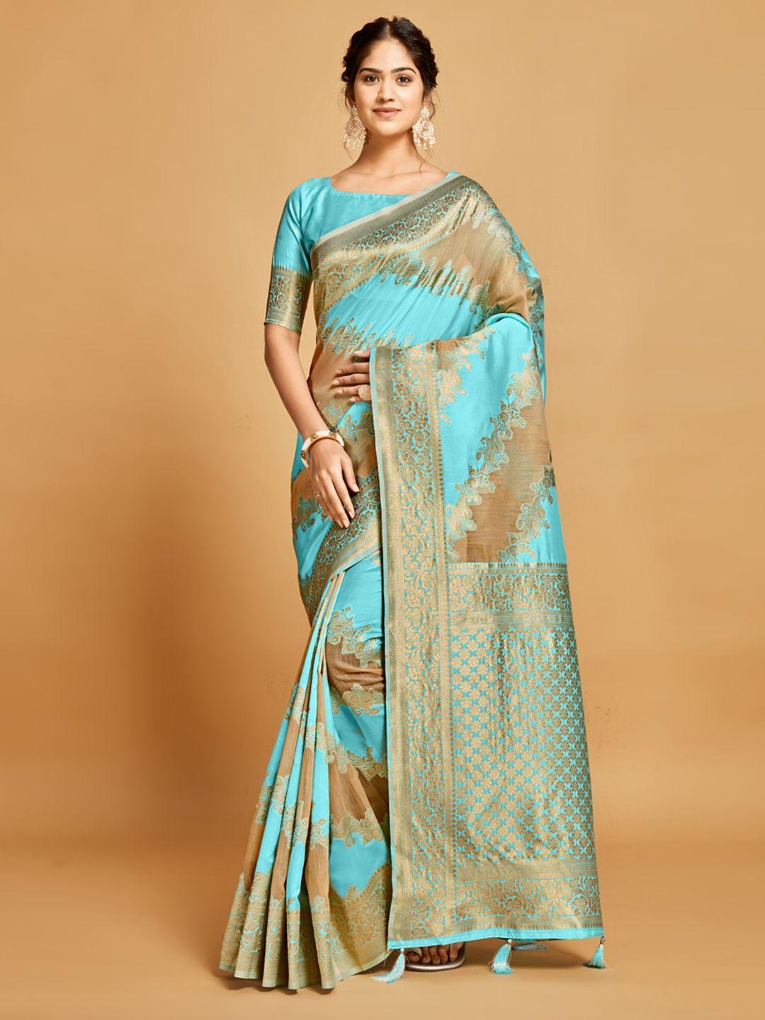 gajarai woven design zari linen blend kanjeevaram saree