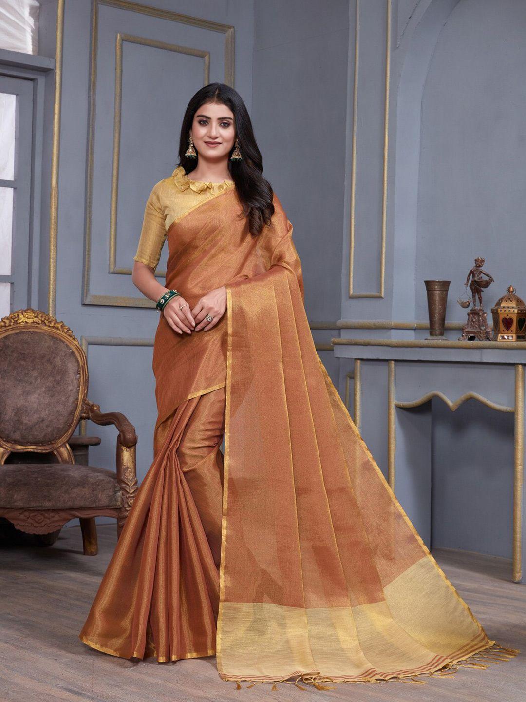 gajarai zari linen blend saree