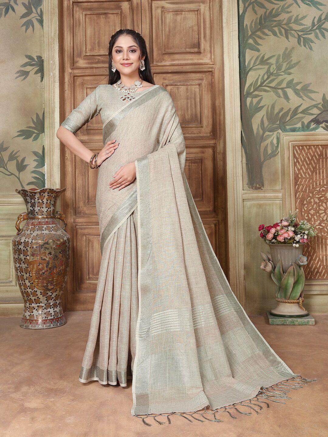 gajarai zari pure linen saree