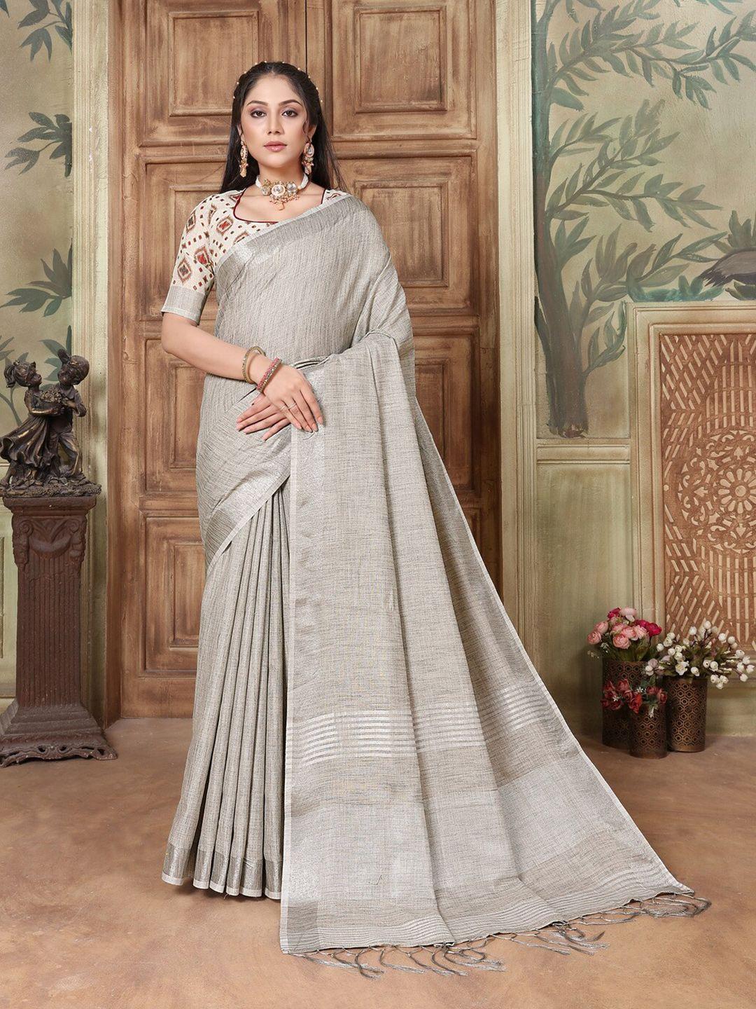 gajarai zari pure linen saree