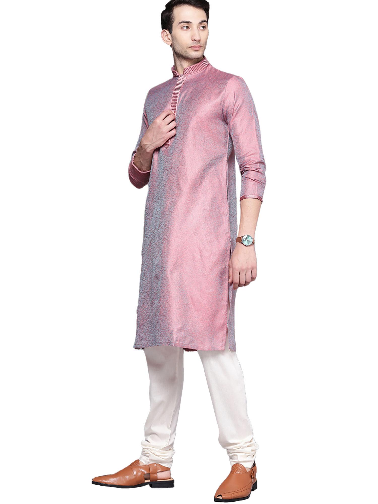 gajari silk blend jacquard kurta churidar (set of 2)