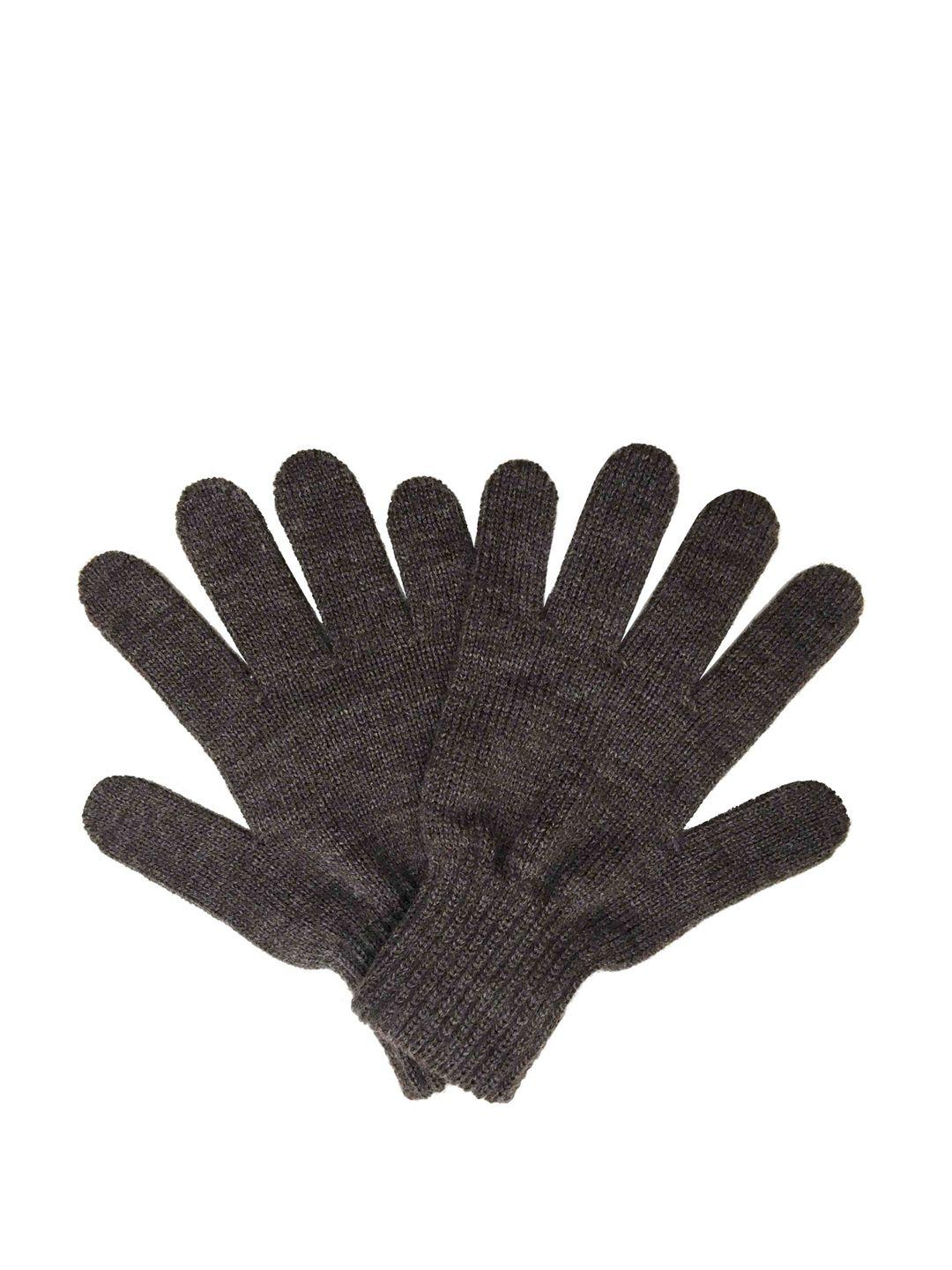 gajraj men brown acrylic winter woolen gloves