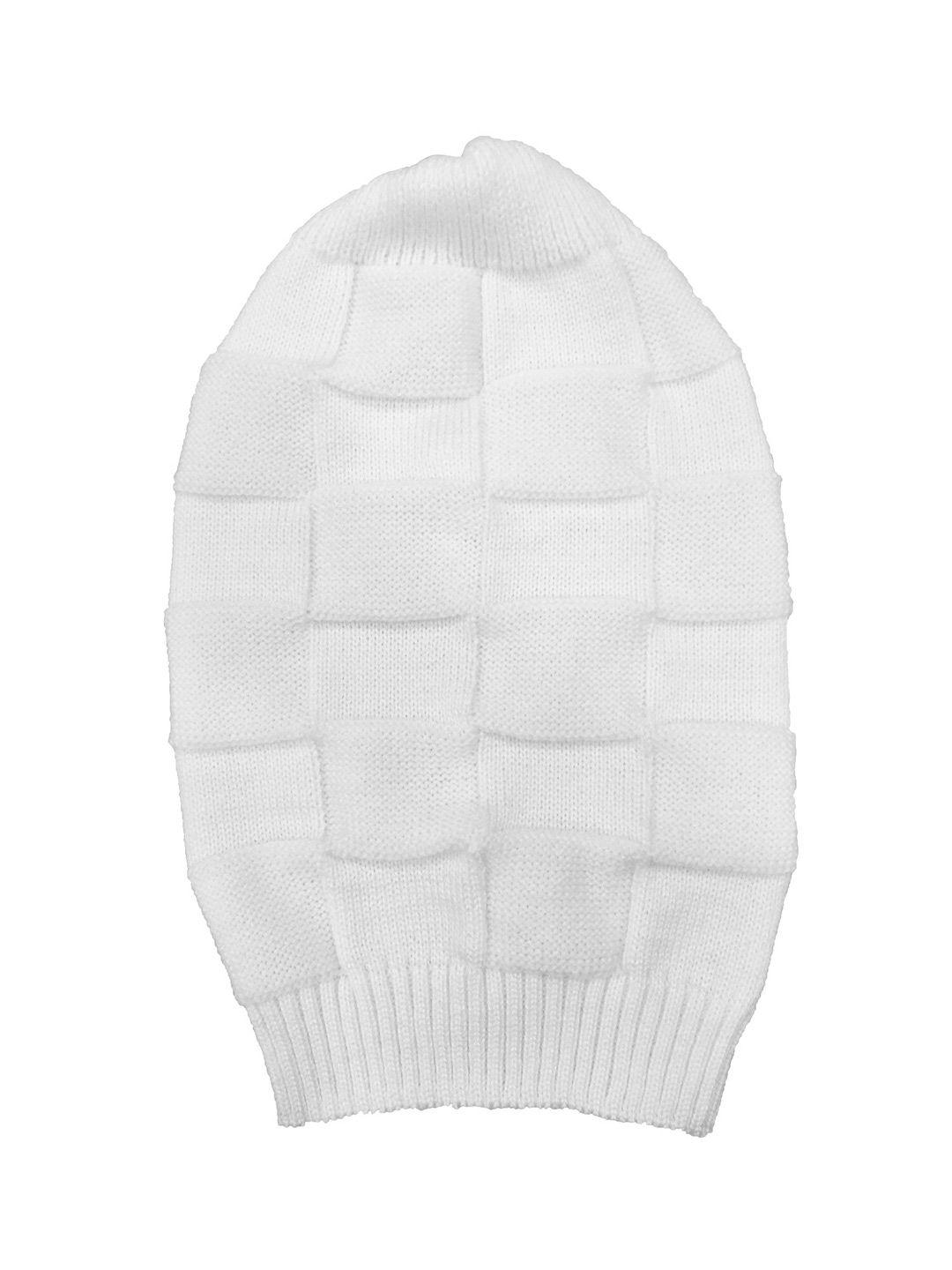 gajraj unisex white self design beanie cap