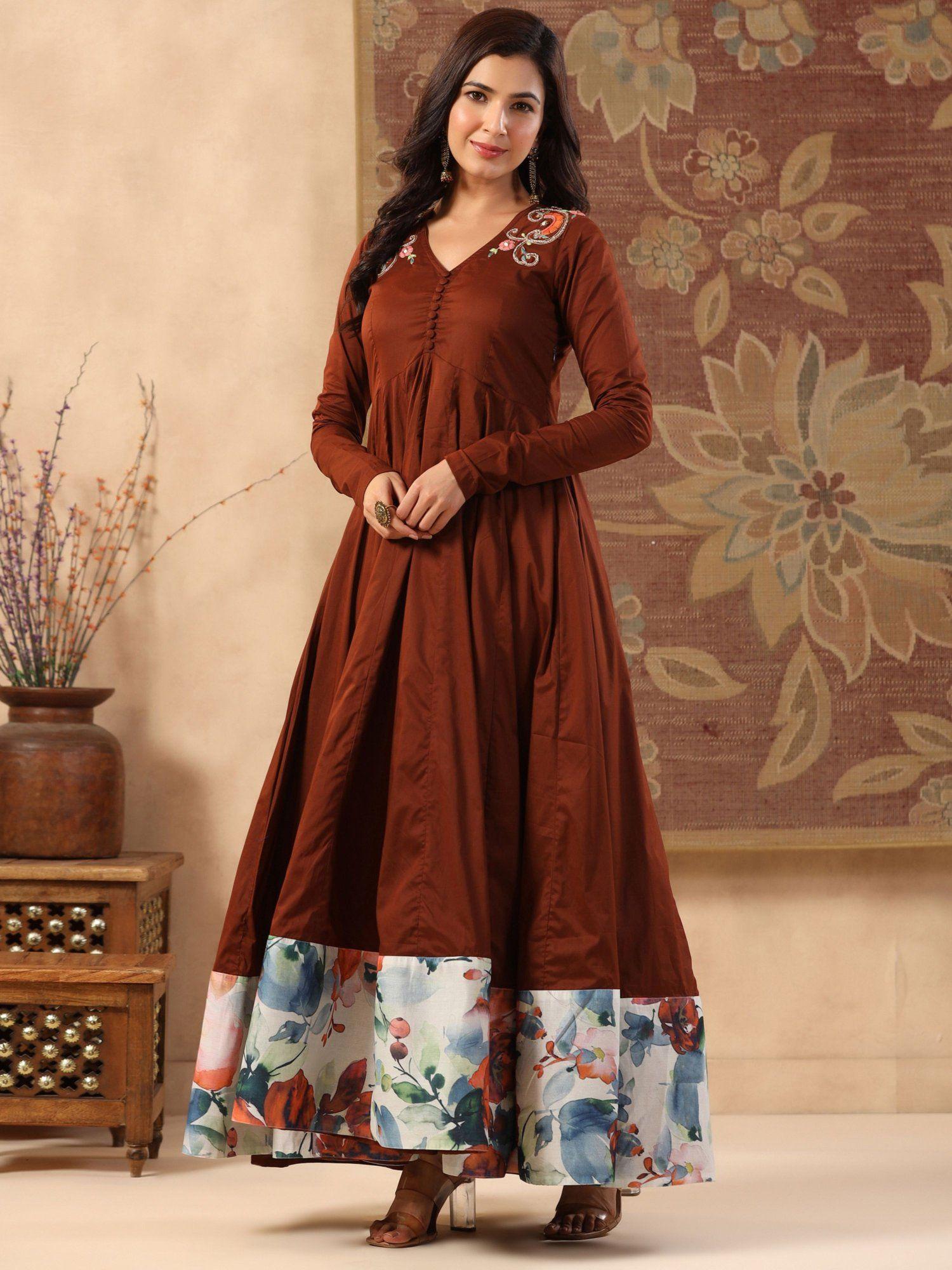 gala brown long kalidaar dress