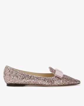 gala glitter flat ballerinas with bow