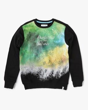 galaxy print round-neck sweatshirt