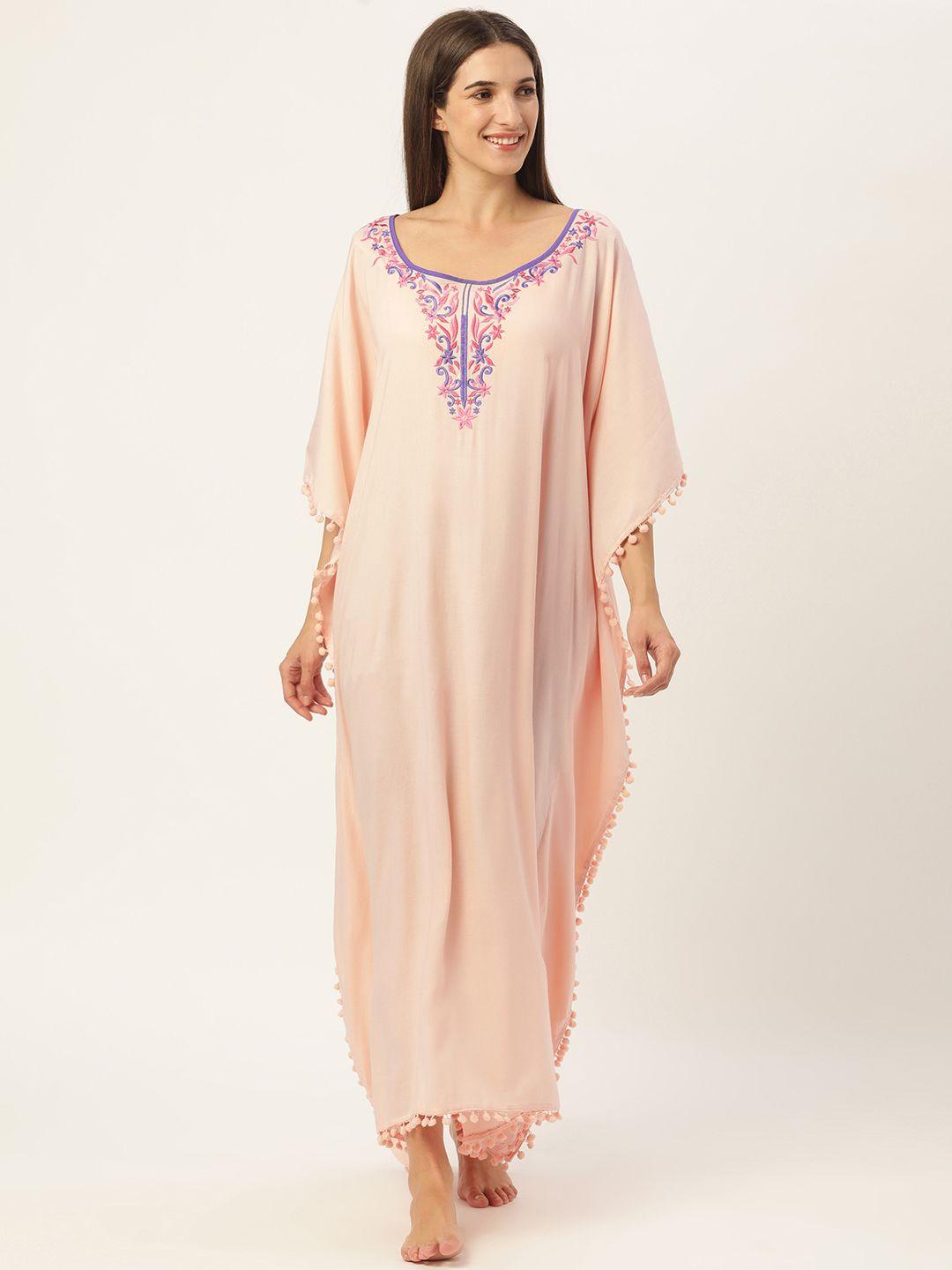 galypso pink embroidered maxi kaftan nightdress