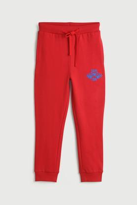 game graphic print cotton boys joggers - red