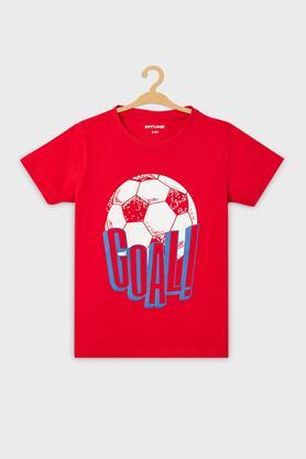 game graphic print cotton round neck boys t-shirt - red
