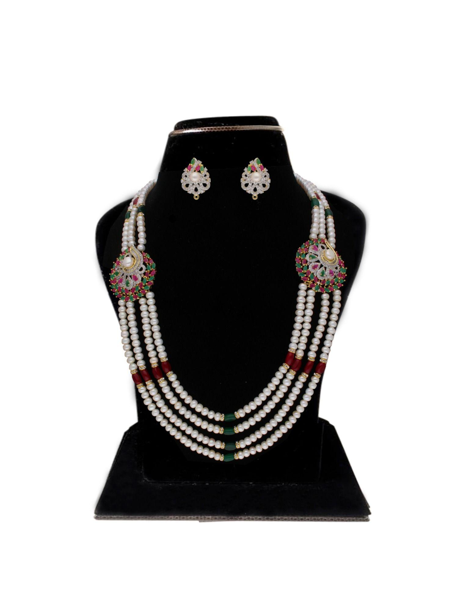 gamini 4 line pearl necklace set